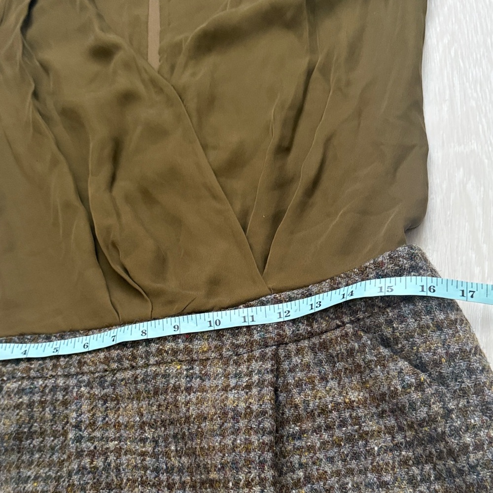 J. Crew Collection Olive Silk Long Sleeve Dress Wool Skirt - Picture 7 of 10